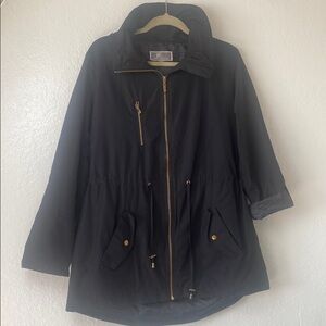 Women's Rain Black Jacket with Gold Accents M